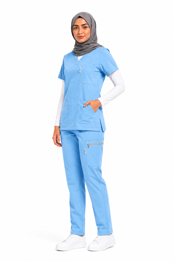 Pyjama Médical Col V Stretch Pour Femme