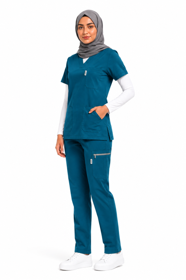 Pyjama Médical Col V Stretch Pour Femme