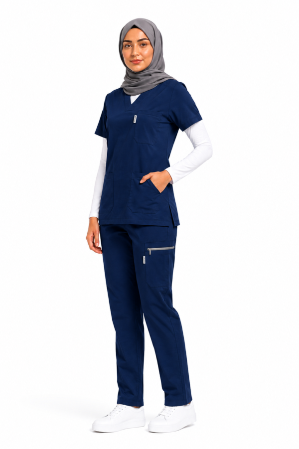 Pyjama Médical Col V Stretch Pour Femme