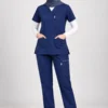 Pyjama médical col V stretch bleu marine CLINICHIC pour femme, vue de face